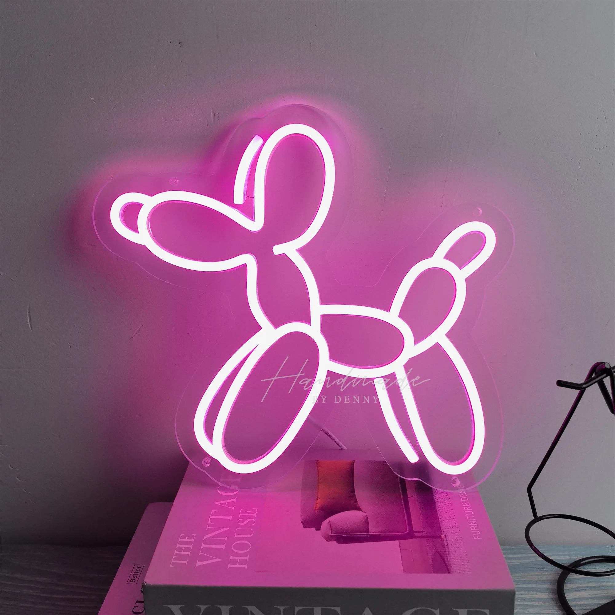 

Неоновая вывеска в виде розовой собачки из шаров - светодиодный неоновый декор для дома, спальни, игровой комнаты, бара, вечеринок, с питанием от USB