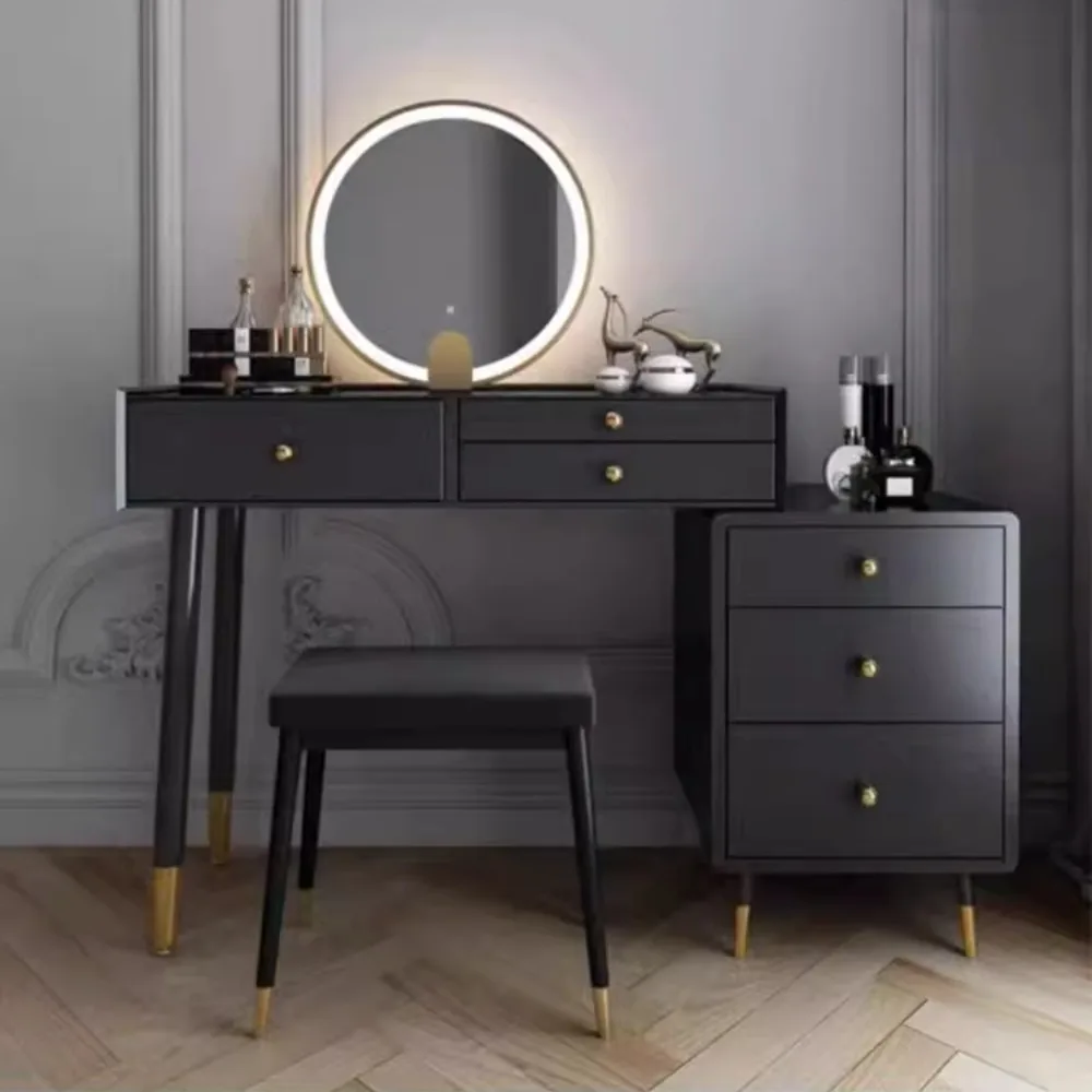 الحديثة الأسود خلع الملابس أضواء الجدول الخشب الشمال مصمم خلع الملابس الجدول الفاخرة تخزين Mueble Tocador اكسسوارات المنزل