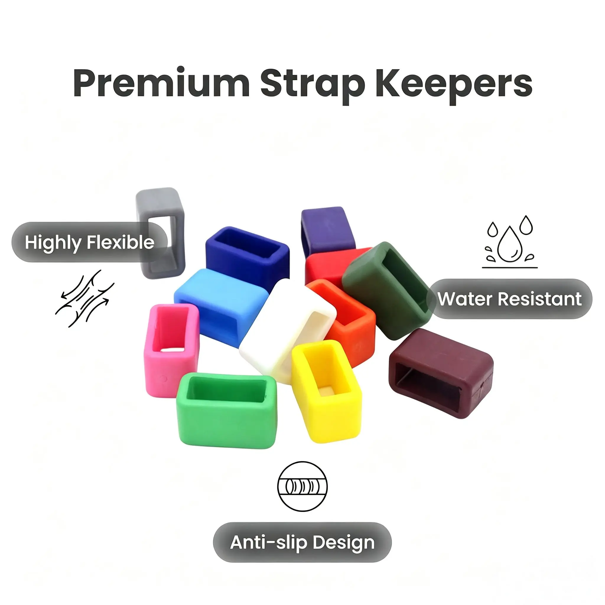 Plastic Strap Keepers Belt Loop Buckle 3/8 inch 13 Pack for Pet Collars,Backpack Strap Webbing 10mm