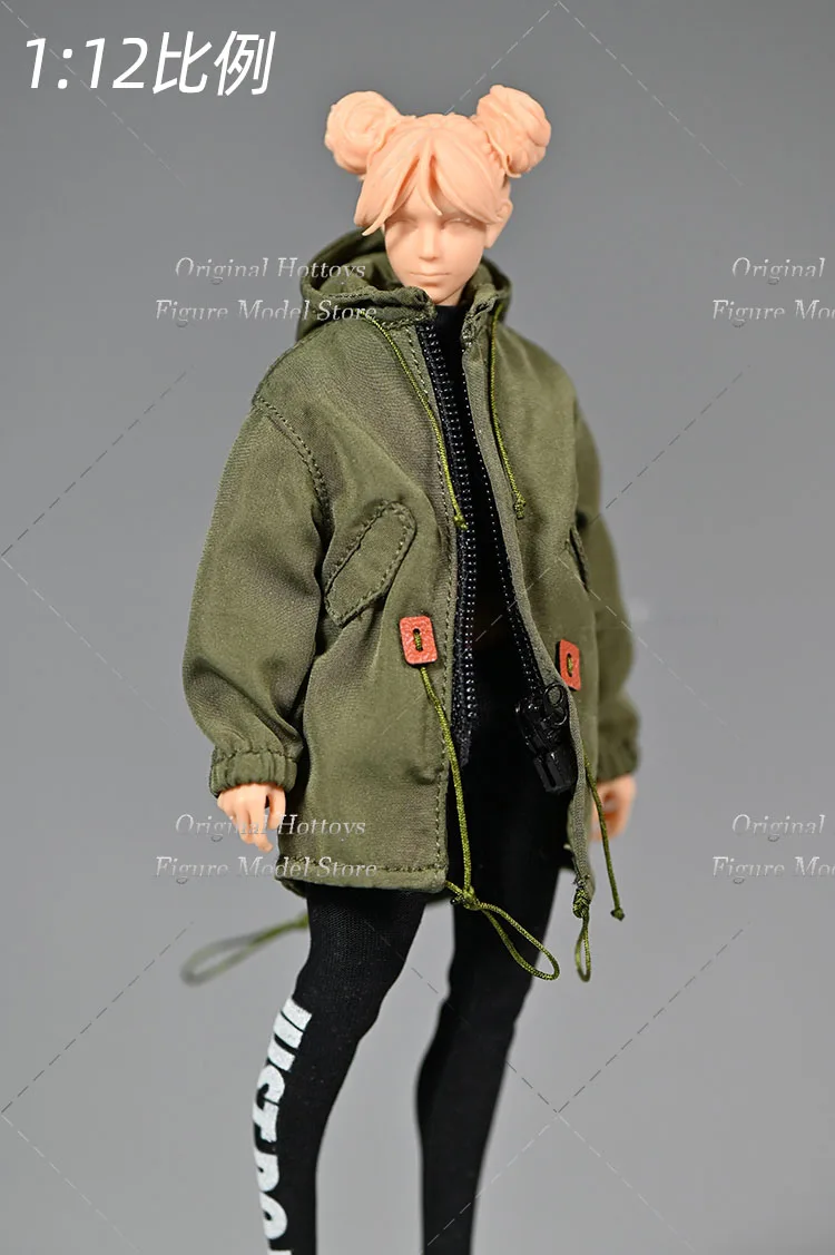 Versão militar Trench Coat, Roupas de Soldado Feminino, Solto Jaqueta de Trabalho, Action Figure Boneca, Escala 1:12, Fit 6"