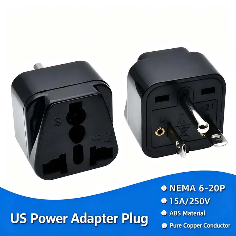 5PCS NEMA 6‑20P 3‑Prong US Travel Power Adapter, Pure Copper Universal Conversion Plug for Travel Use