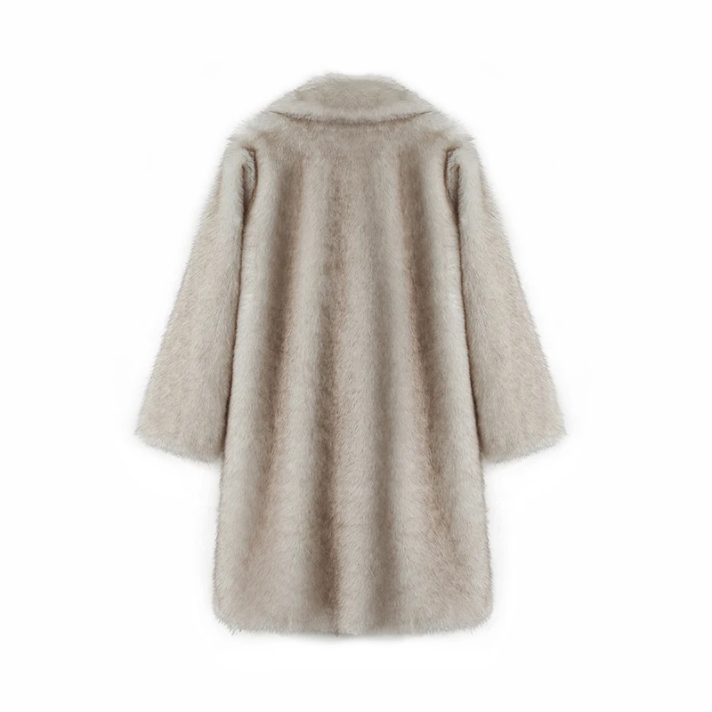 Neo Mint Slouchy Chic Gradient Long Eco Faux Fur Coat Women Winter Thick Warm Fluffy Fox Fur Jacket Brand Fashion Girls Overcoat