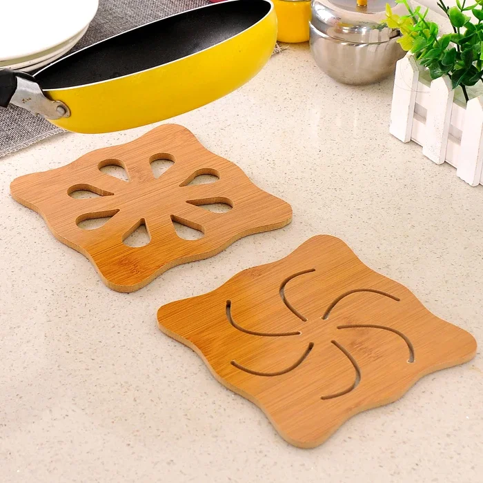 New Cute Shape Wooden Anti-slip Table Mat Heat Pad Insulated Hot Pot Mat Kitchen Placemats Insulation Mats