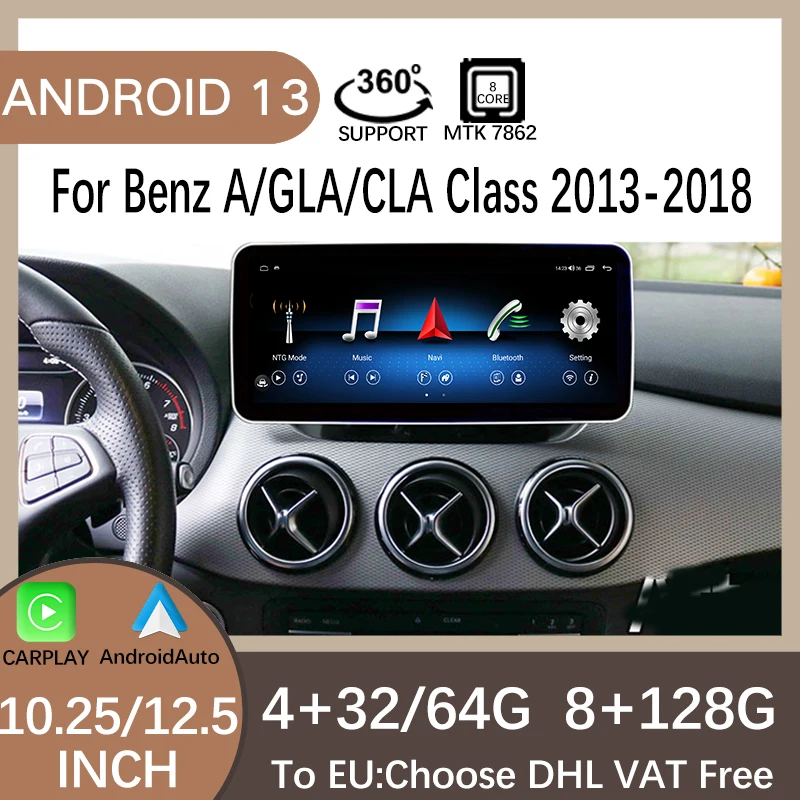 

MTK7862 10.25" 12.5" Android13 For Mercedes Benz A Class-W176 CLA-C117 GLA-X156 Multimedia Video Player GPS Navigation Bluetooth