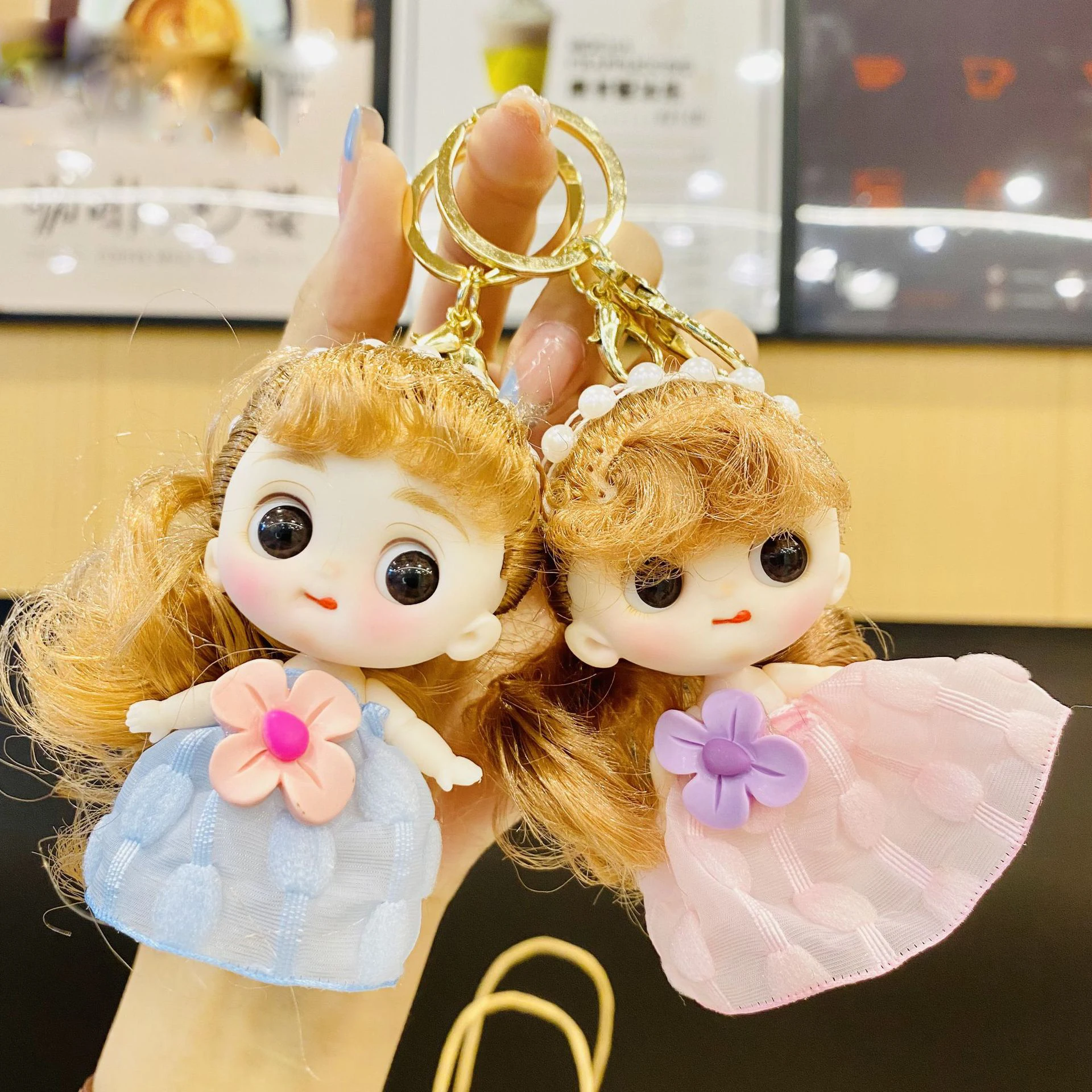 Girl Princess Doll Toy Keychain Pendant Cute Flower Doll Accessories Bag Decoration Head Hands And Feet Movable Play House Toys