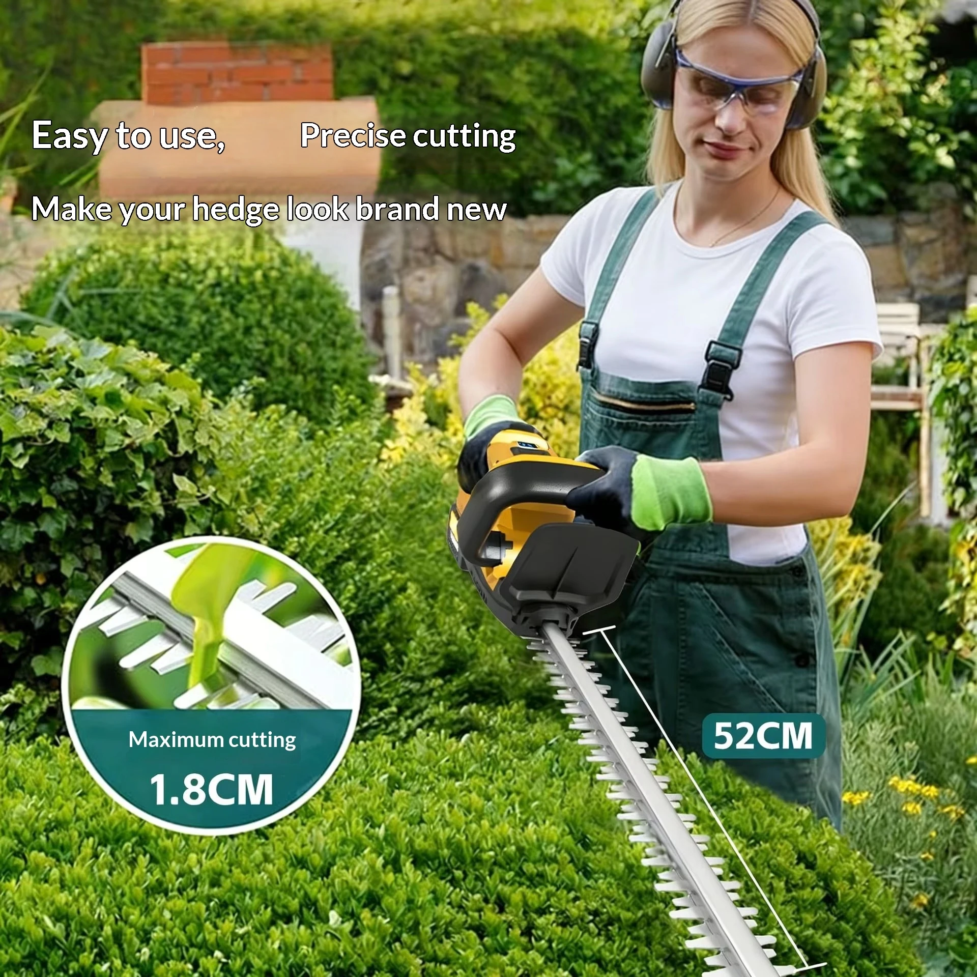 Brushless Electric Hedge Trimmer High-Power Rotatable Digital Display Lithium Battery Garden Care Tool Wireless Hedge Trimmer