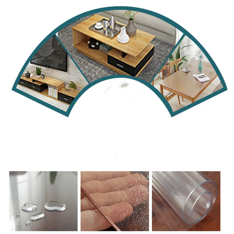 

2024 Transparent soft PVC waterproof oil resistant scald resistant and washable circular table mat, household plastic tablecloth