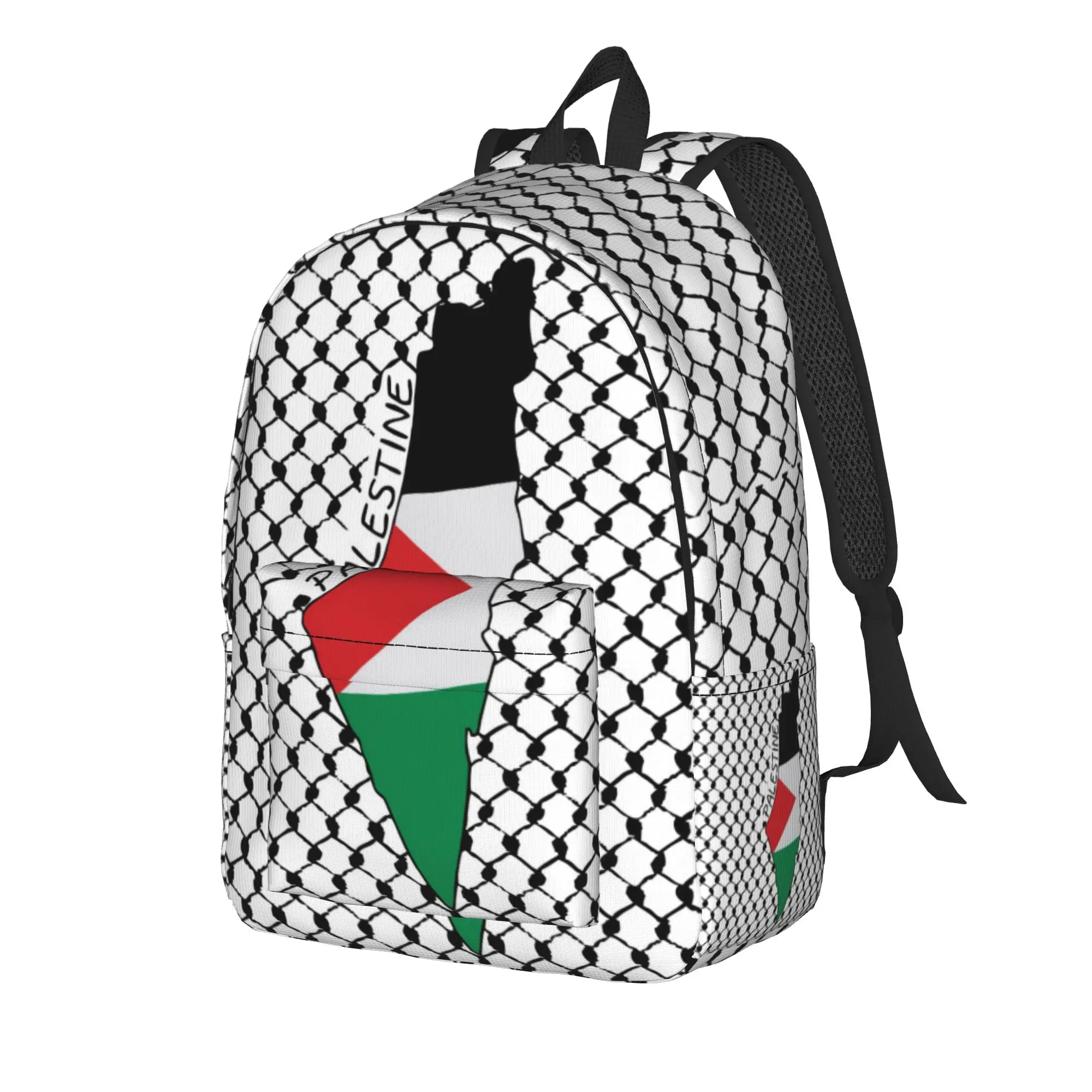 Palestine Flag Map Palestinian Kufiya Hatta Backpack for Men Women Student Work Daypack Keffiyeh Pattern College Canvas Bags