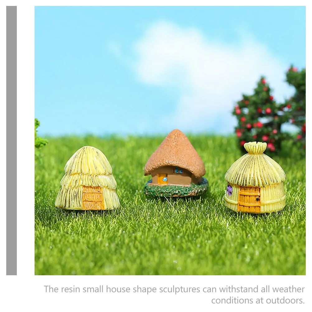 

12pcs Tiny House Resin Miniature Cottage Ornament Micro Landscape Garden Decor Desktop Lawn Micro-Landscape Figurines Crafts