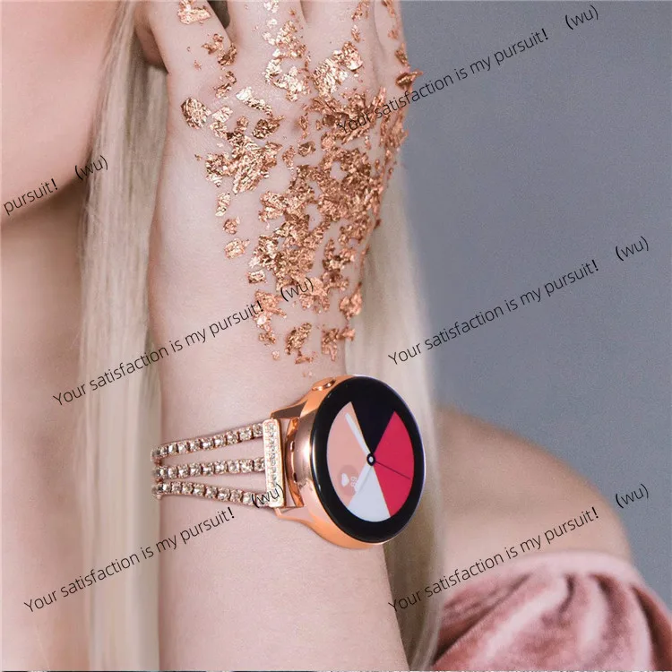 

Подходит для Samsung GalaxyWatch Ремешок для часов Модный металлический ремешок с тремя бриллиантами и цепочкой с бриллиантами