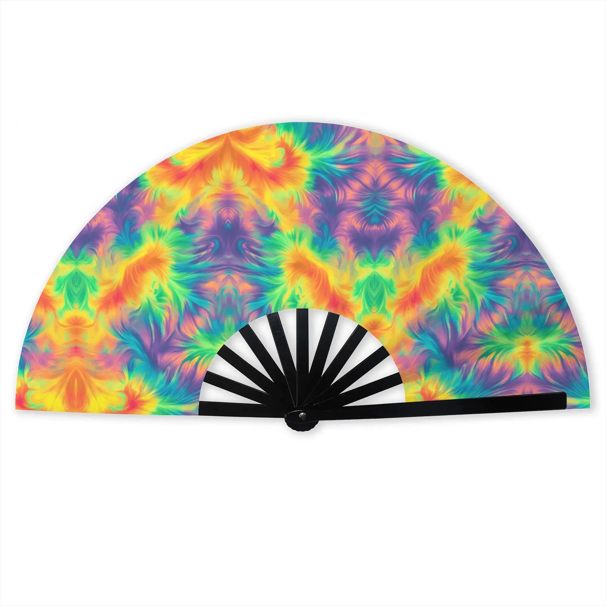 Tie Dye Folding Hand Fan DIY  Polyester Fabric Fan Fashion Summer Accessory Decorative Fans
