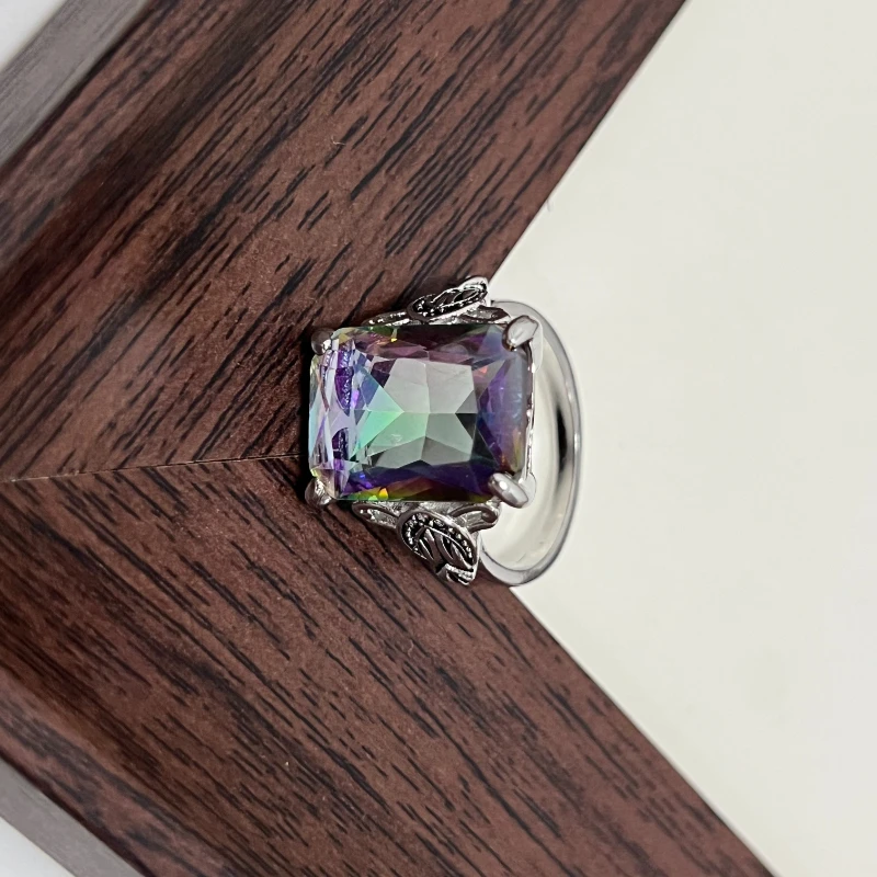 Superstar-Unique Style Seven-Colored Topaz and Square Diamond Ring - Fashionable and Luxurious Women's Ring-Birthday Gift