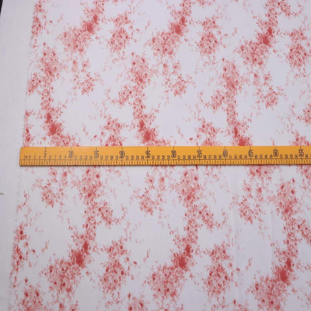 Nice Quality Printed Flowers White Base Red Flowers 100% Silk Georgette Fabric GGT for Spring Summer Shirt Dress Cloth view 6