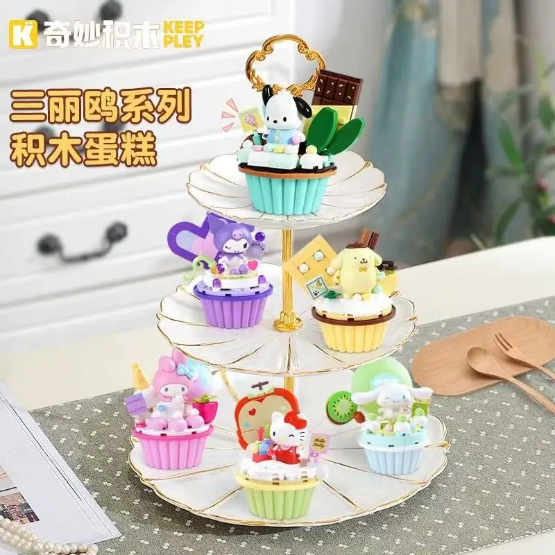 Sanrio – blocs de construction de modèle de gâteau, jouets Hello Kitty ma mélodie Kuromi cannelle Pompompurin, figurine Kawaii à assembler, jouet cadeaux pour filles