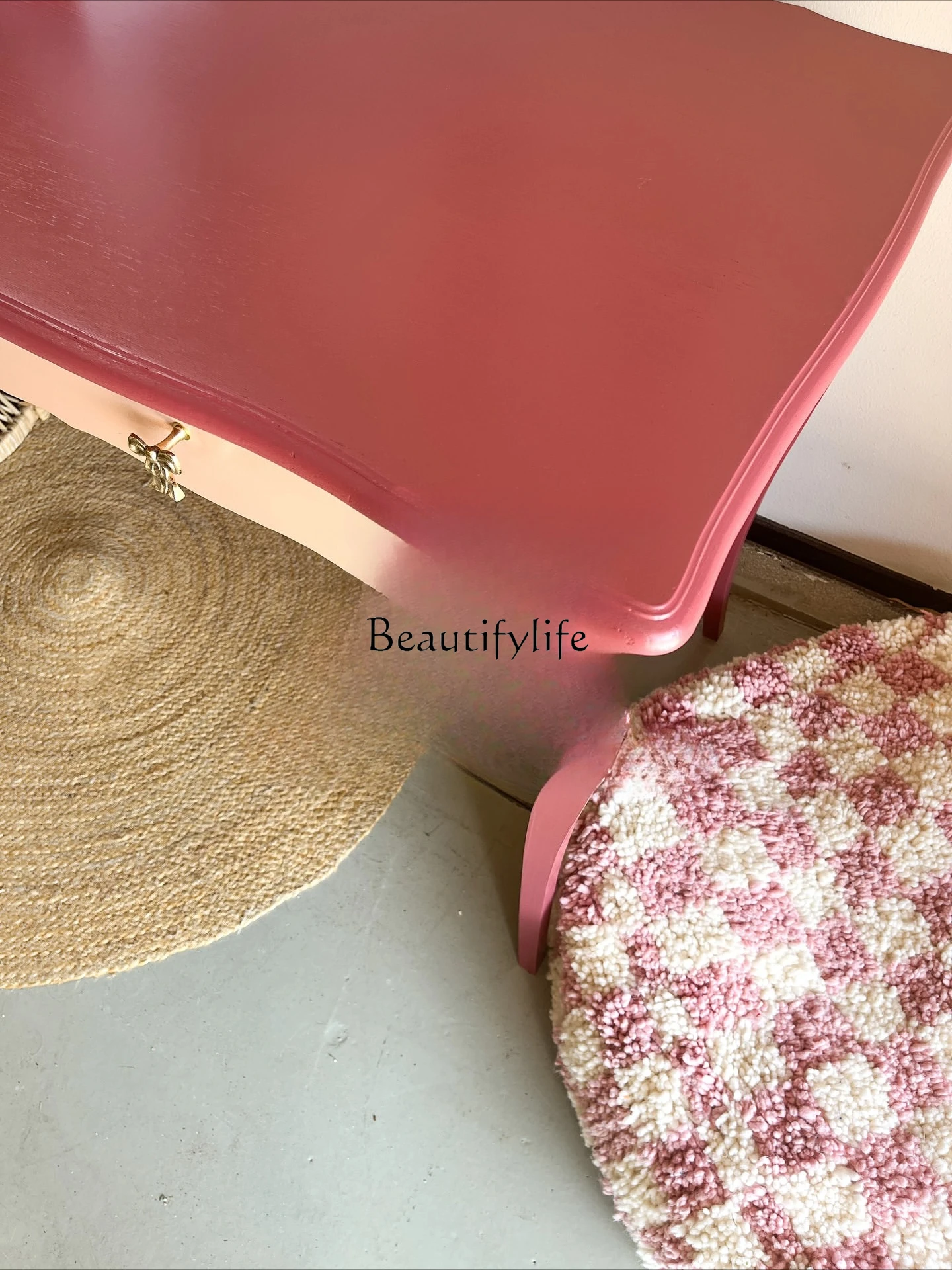 フレンチスタイル無垢材寝室ホーム小さなアパートライティングデスクモダンシンプルな収納ダブル引き出し