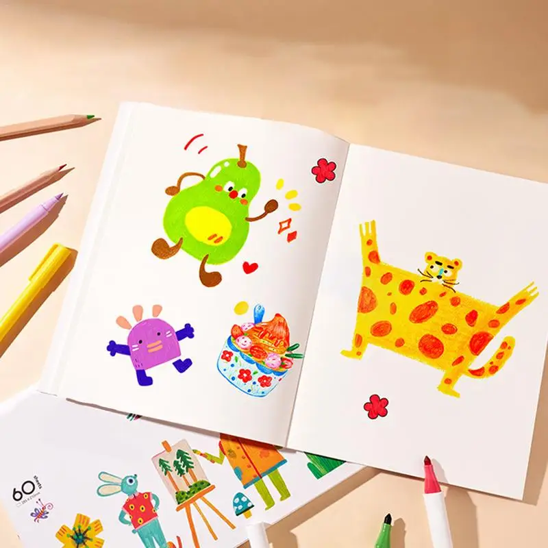 Kids Sketch Book 60 Sheets Graffiti Book Watercolor Sketchbook Kids Drawing Book Lightweight Drawing Notebook For Children