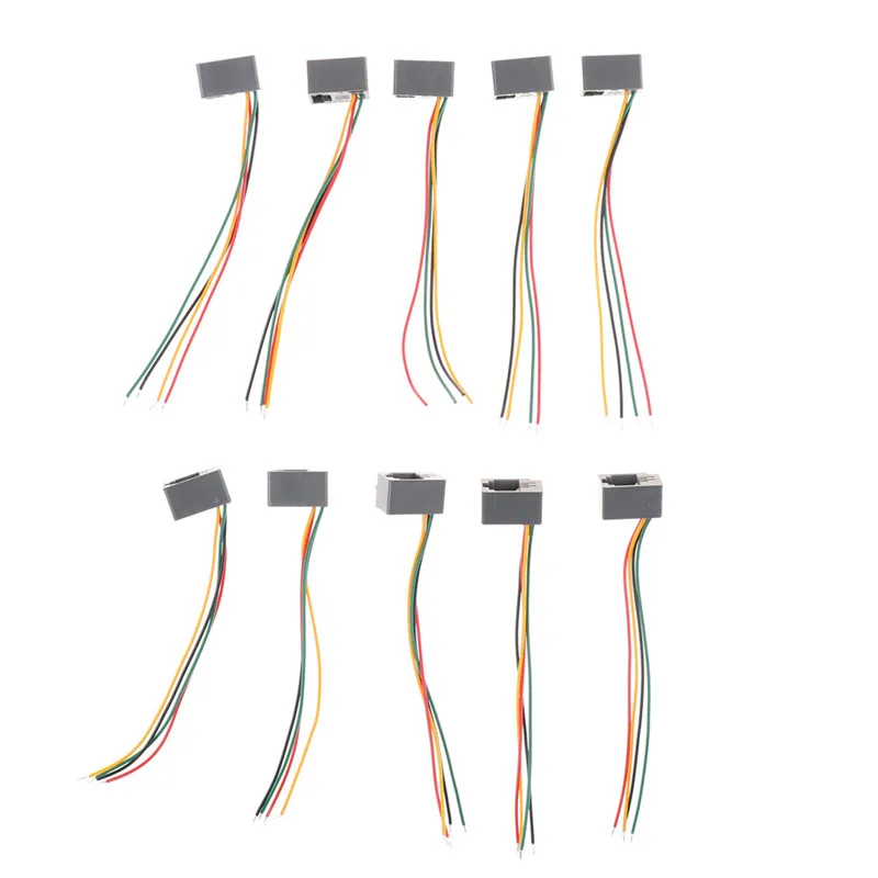 10Pcs 616E 4P4C RJ9 Female Telephone Connector Adapter with 4 Wires 8cm