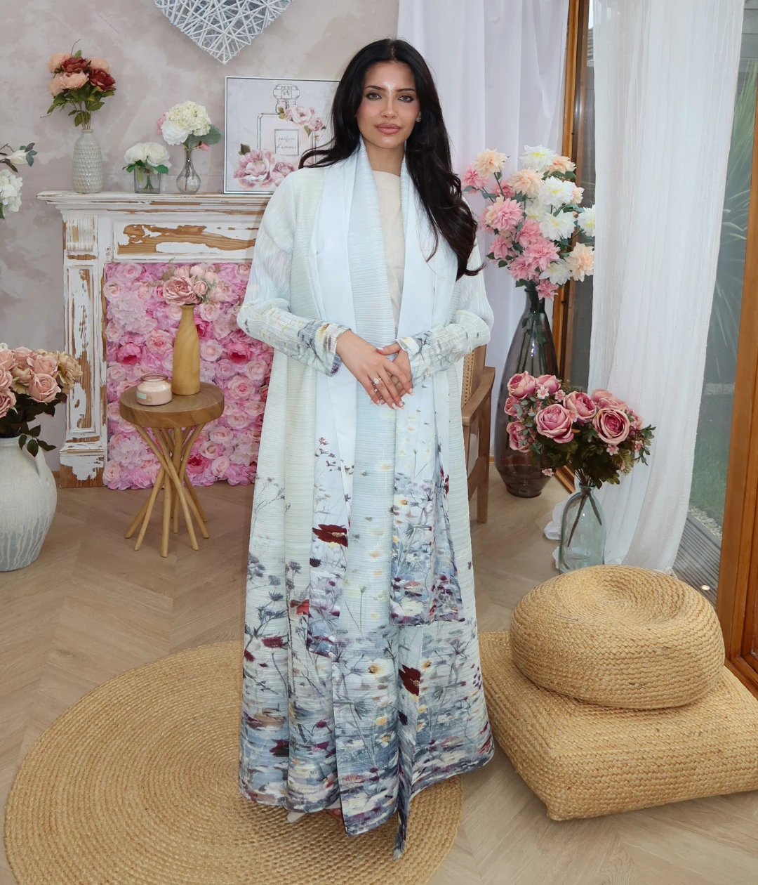 

KAF плиссированный свободный женский кардиган больших размеров Абая, новинка осени 2025, кардиган с длинными рукавами и лацканами в стиле ретро, роскошный халат