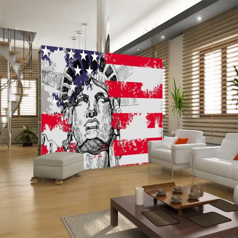 Custom Fashion New York Statue of Liberty Graffiti Wall Paper 3D KTV Bar Cafe Restaurant Living Room Decor Mural Wallpaper 3D