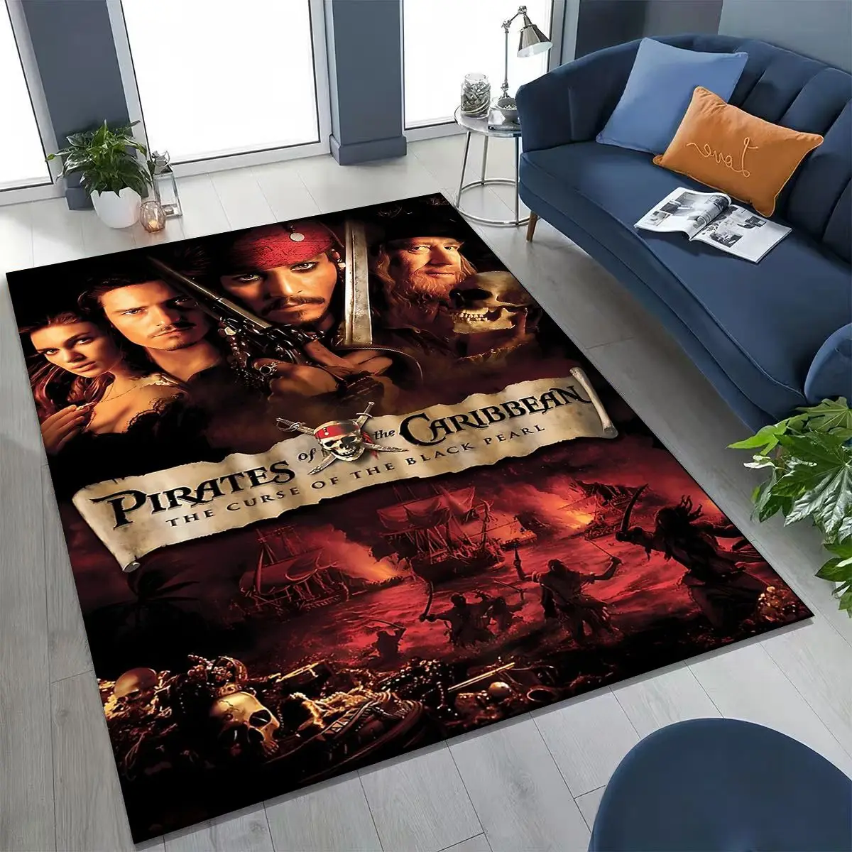 

Captain Jack Pirates of The Caribbea Johnny Depp Carpet Rug for Bedroom Living Room Sofa Home Doormat Decor,Non-slip Floor Mat