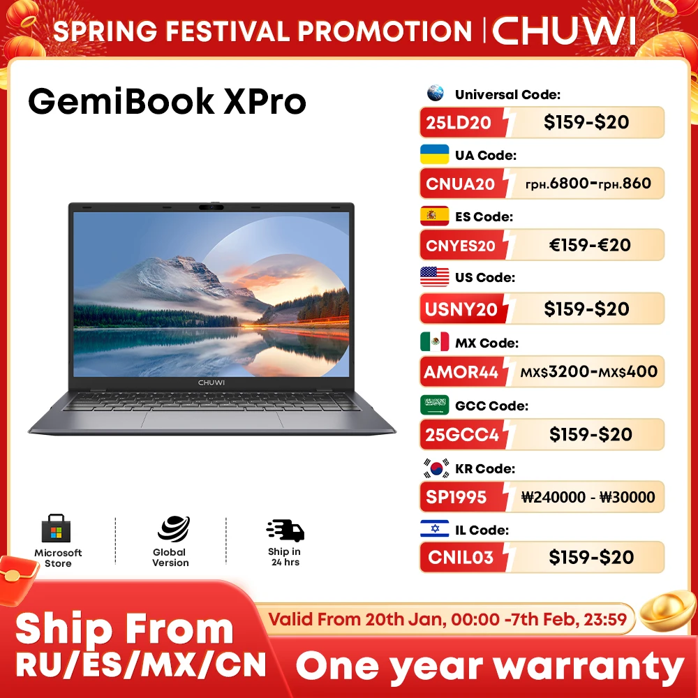 Chuwi gemibook xpro laptop 8gb ram 256gb ssd intel n100 laptops 14.1 Polegada 1920x1080 fhd display ventilador de refrigeração windows 11 notebook