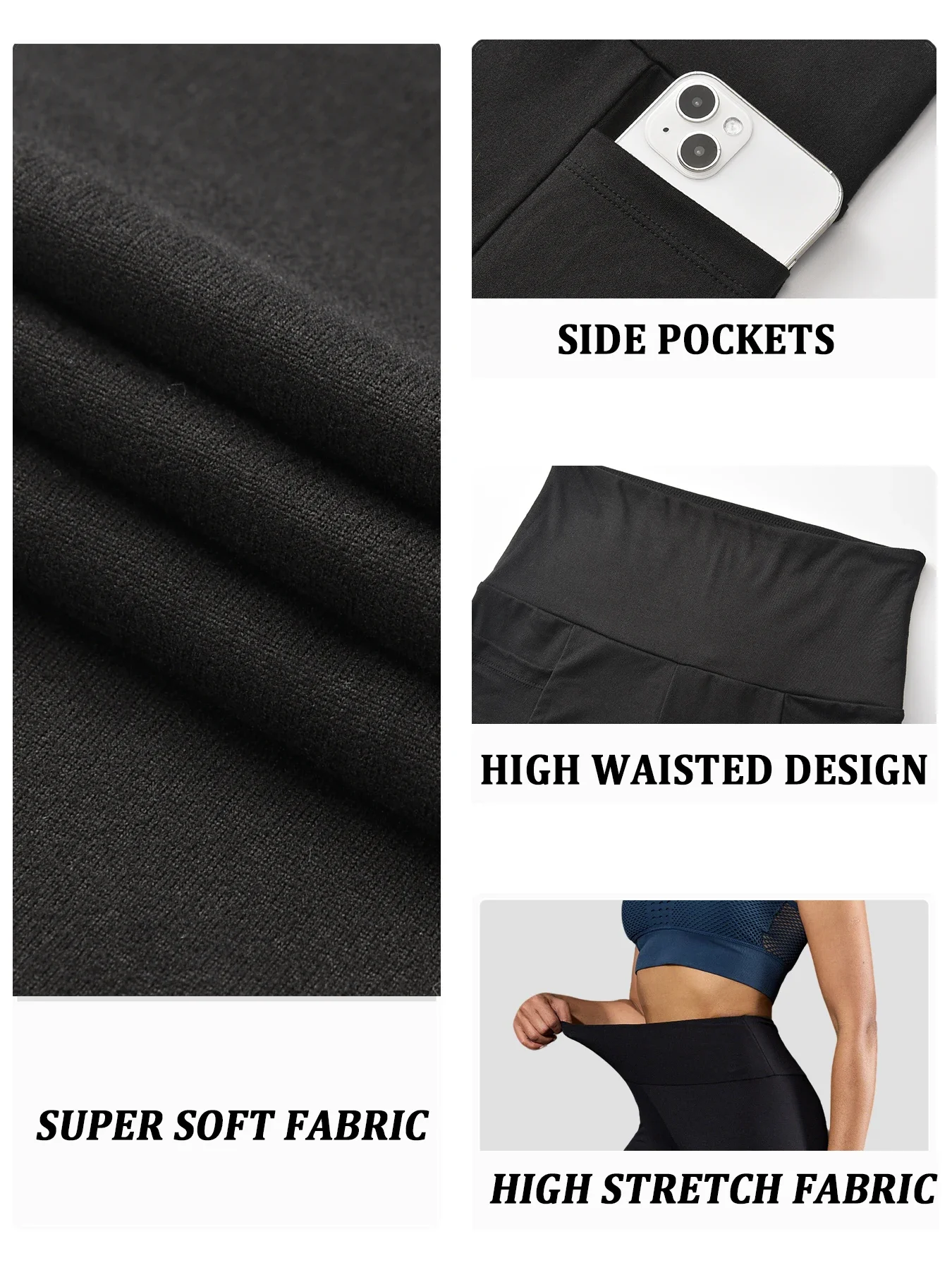 5 Pack Super Soft Sports Leggings With Pockets For Women High Waisted Workout Yoga Running Tight Pants Push Up Gym Fitness