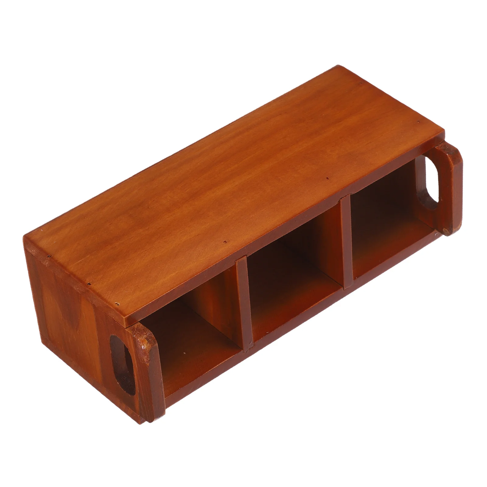 

Natural Wood Makeup Organizer 3 Compartments Sturdy Construction Portable Design for Brushes Lipsticks Stationery Calligraphy