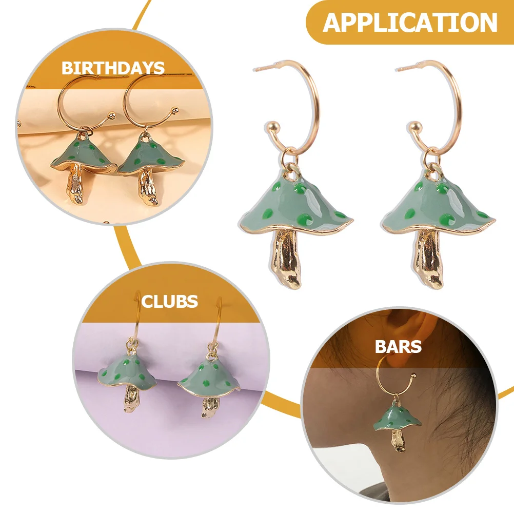 1 زوج أقراط الفطر للنساء استرخى الجنية مجوهرات خفيفة الوزن صديقة للبشرة بيان الموضة أقراط زي الجمالية