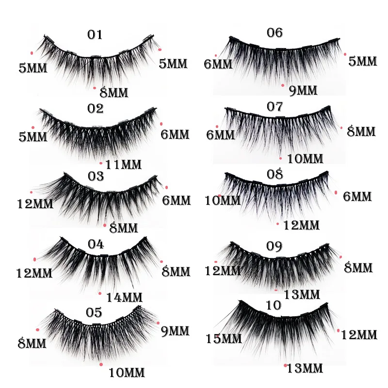 Magnetic eyeliner 10 pairs, magnetic eyelashes set 3D magnet eyelash magnetic lashes wholesale reusable eye lashes