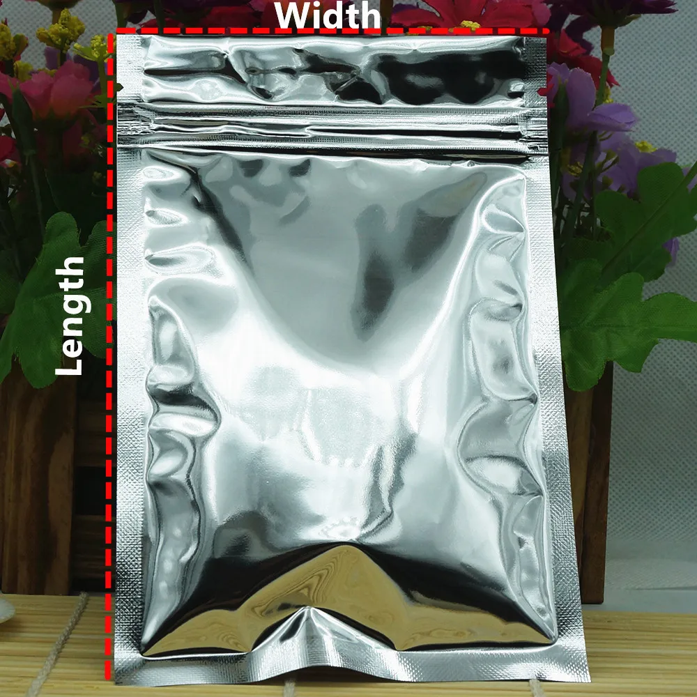 9x14cm 100pcs Silver Plating Aluminum Foil Zip Lock Bags - Resealable Plastic Food Grade Pouches Zipper Grip Seal Gift Packaging