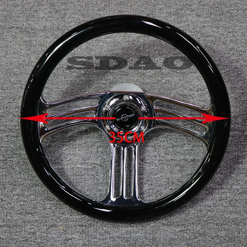 Black  Wooden  Steering  Wheel 14inches  ABS  Peach Wood  Racing  Car  Steering  Wheel  Universal 350mm