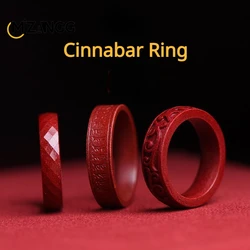 Natural High Content Cinnabar Ring Purple Gold Sand Women's Vegan Ring Couple Men Retro Personality Red Ring Amulet Mascot