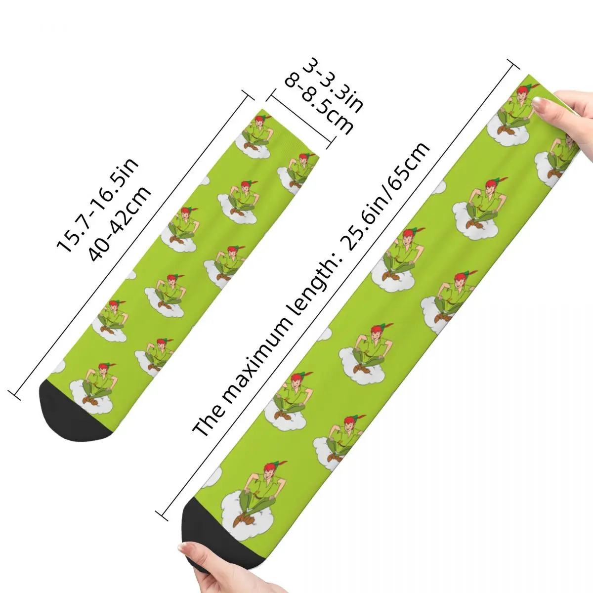 Meias de desenho animado casual para homens e mulheres, Peter Pan Skateboard Sock, novo, primavera, verão, outono, inverno