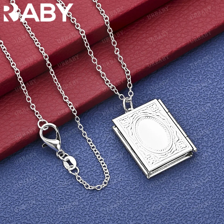 URBABY 40-75cm 925 Sterling Silver Book Pendant Necklace Creativity Gifts Street All-match Party And Daily Wear
