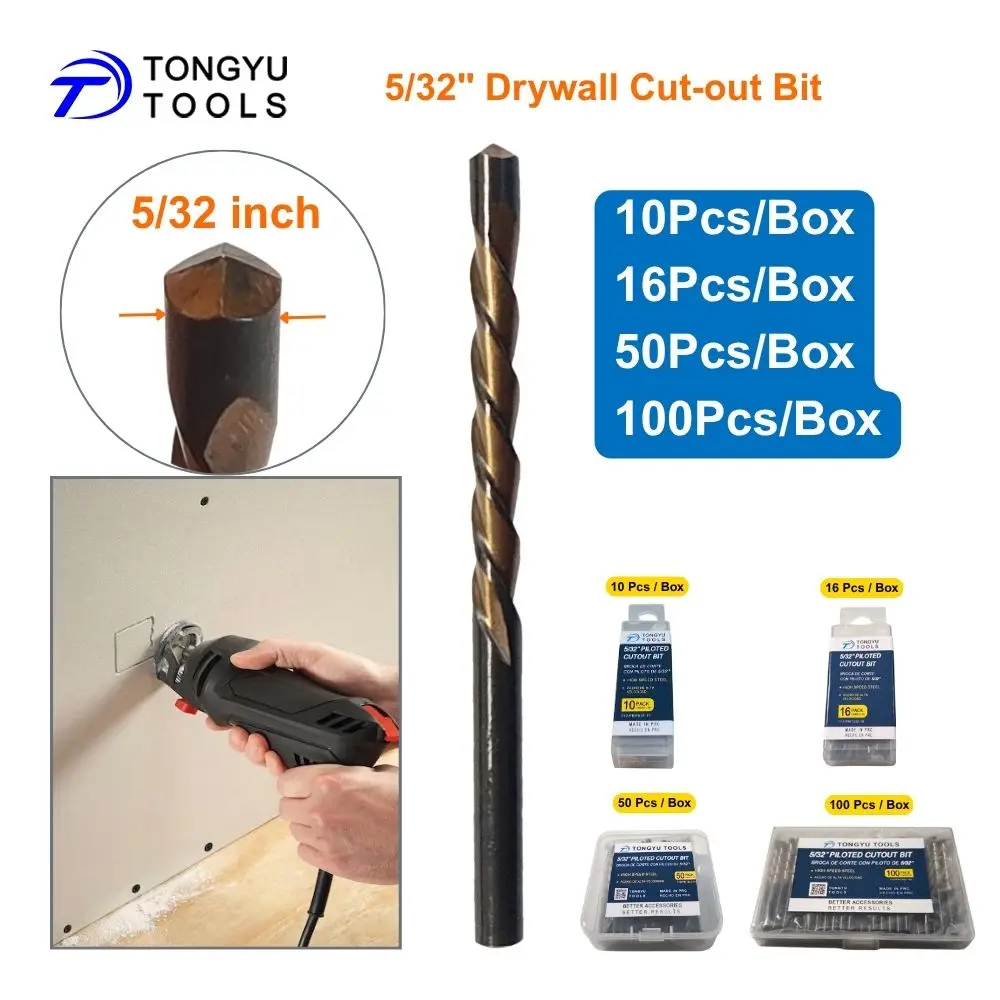 5/32in Drywall Plasterboard Cut-Out Bit Guide Point HSS Spiral Saw Zip Bit for Rotary Cut-Out Tools Gypsum Board Cutting