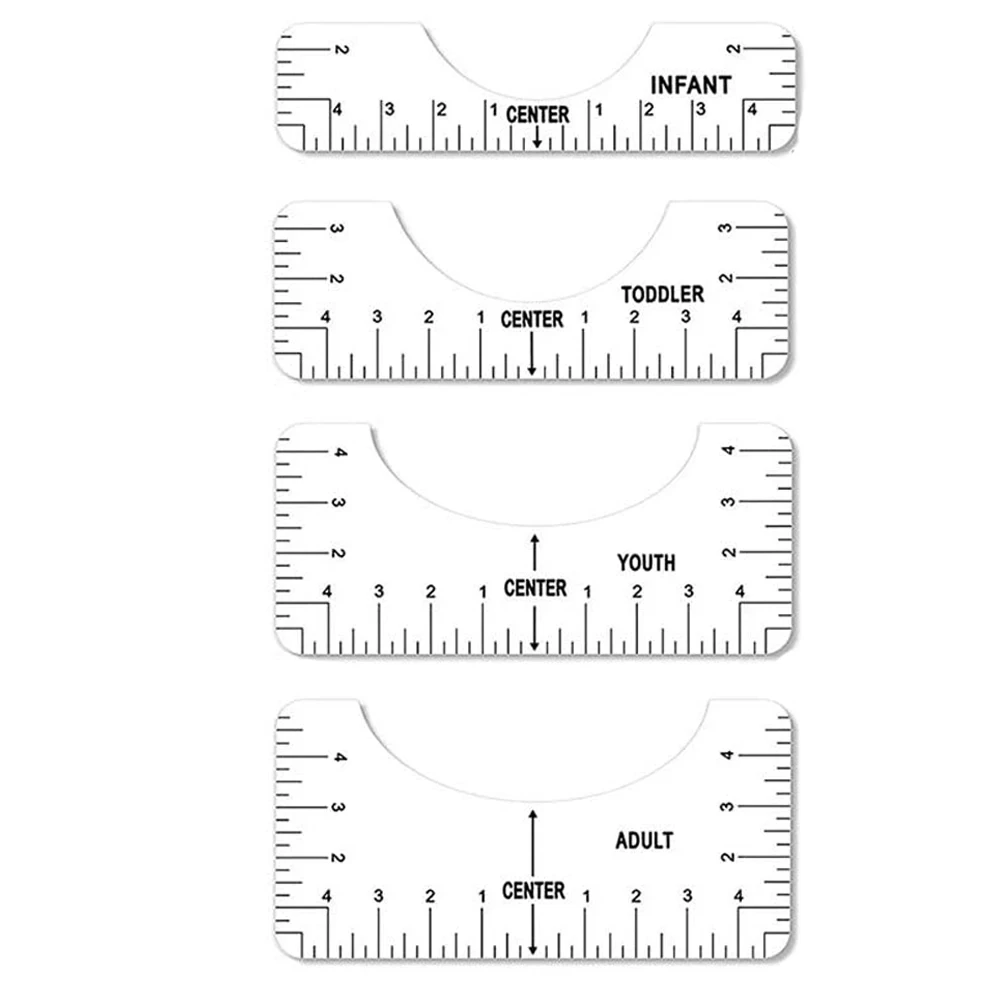 4 szt. T-shirt z linijką do wyrównania narzędzie wyrównujące Tshirt rękodzieło linijka z narzędziem prowadzącym do robienia taśma pomiarowa narzędzi
