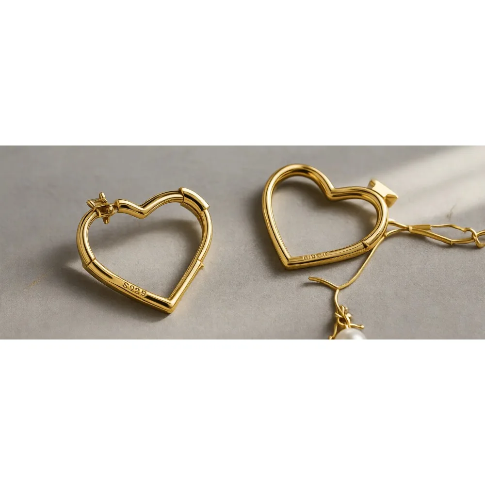 

Серьги-кольца из стерлингового серебра 925 пробы в форме сердца, минималистичные, для женщин