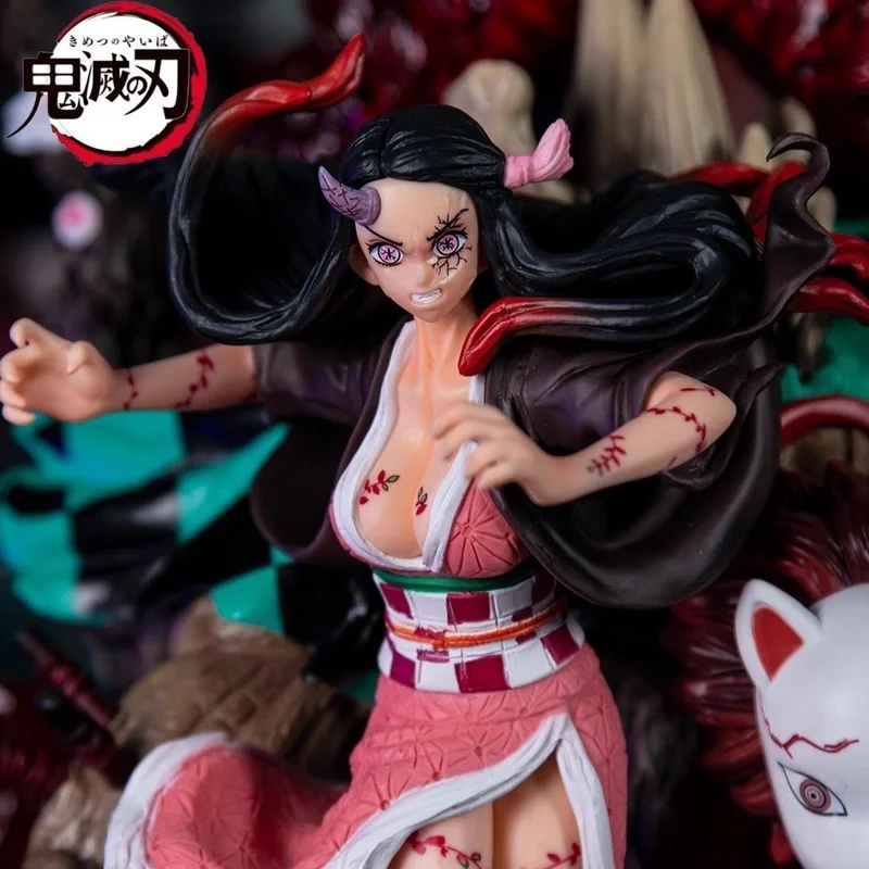 

Demon Slayer Kamado Nezuko Gk Color Box Figure Double Headed Carving Can Be Illuminated Model Decoration Gifts Toy Collection