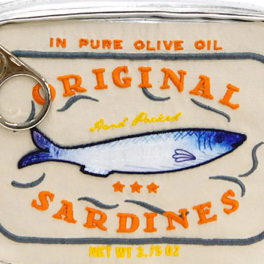 Canned Sardines Makeup Bag Large Capacity Zipper Closure Exquisite Embroidery Patterns Portable Travel Toiletry Bag Cosmetic Org