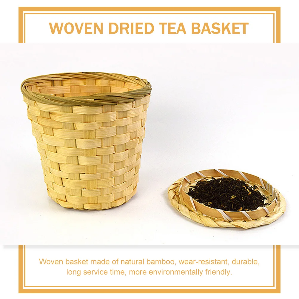 

Rustic Farmhouse Woven Tea With Lid Mini Bamboo Storage Basket Round Kitchen Garbage Bin Small Versatile Woven Basket