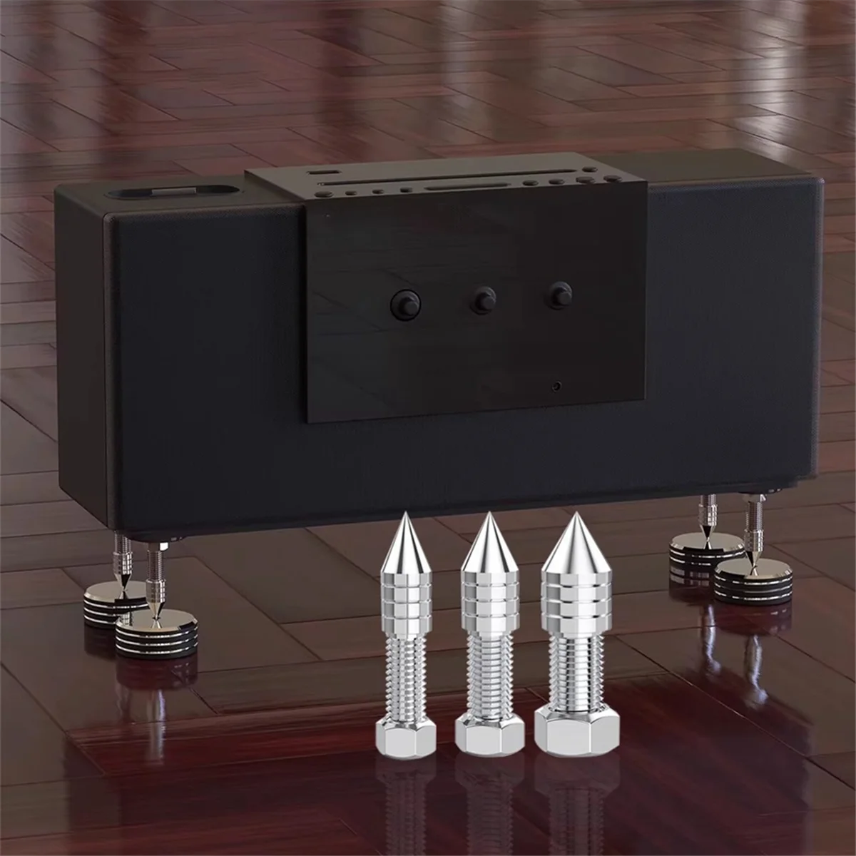 SMIEA 1 قطعة مكبر صوت من الفولاذ المقاوم للصدأ المسامير Hifi الصوت أمبير مضخم الصوت عزل حامل مخروط القدم ارتفاع قابل للتعديل M6