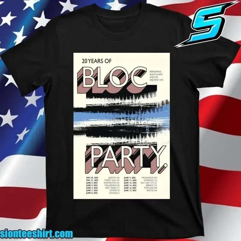 Bloc Party Silent Alarm Album Tour 2025 - Camiseta con estampado de póster, todas las tallas S-5XL, multicolor