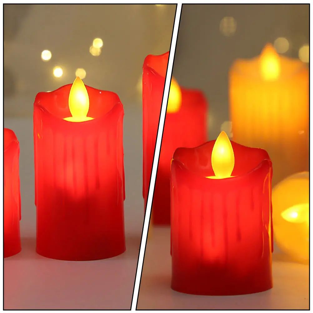 3 قطع مصباح LED أحمر ديكور نابض بالحياة لحفلات المهرجانات لوازم الحفلات الكهربائية عديمة اللهب التي لا يدخن