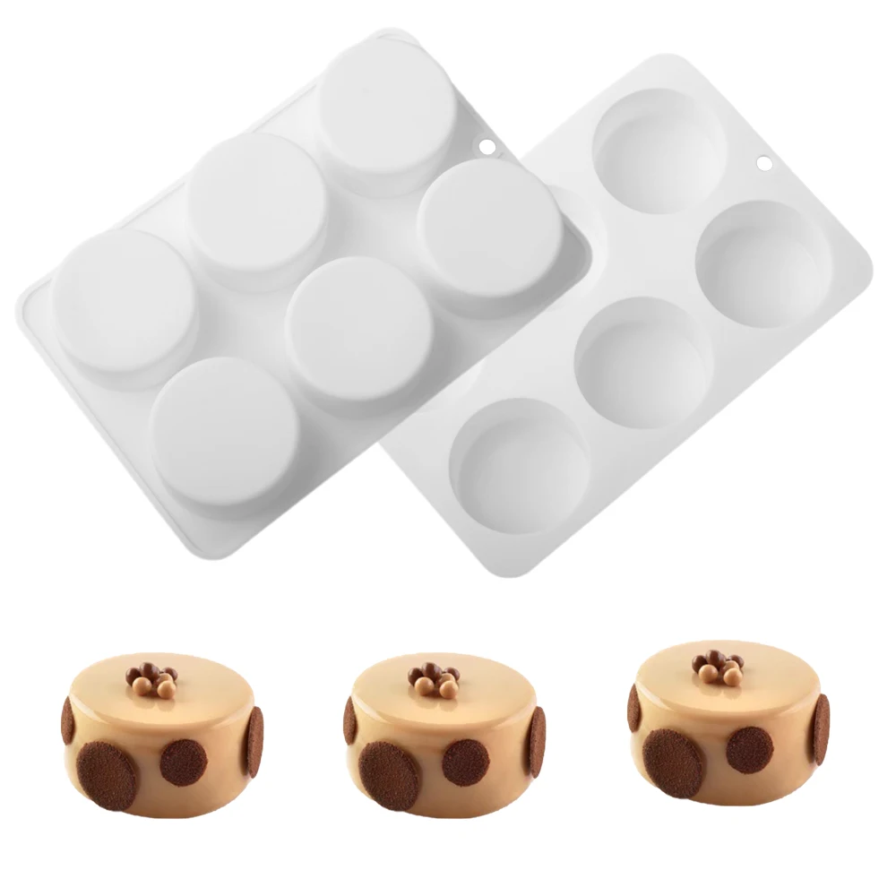 6-Cell Cylindrical Mousse Cake Mould Pastry Bakeware Silicon