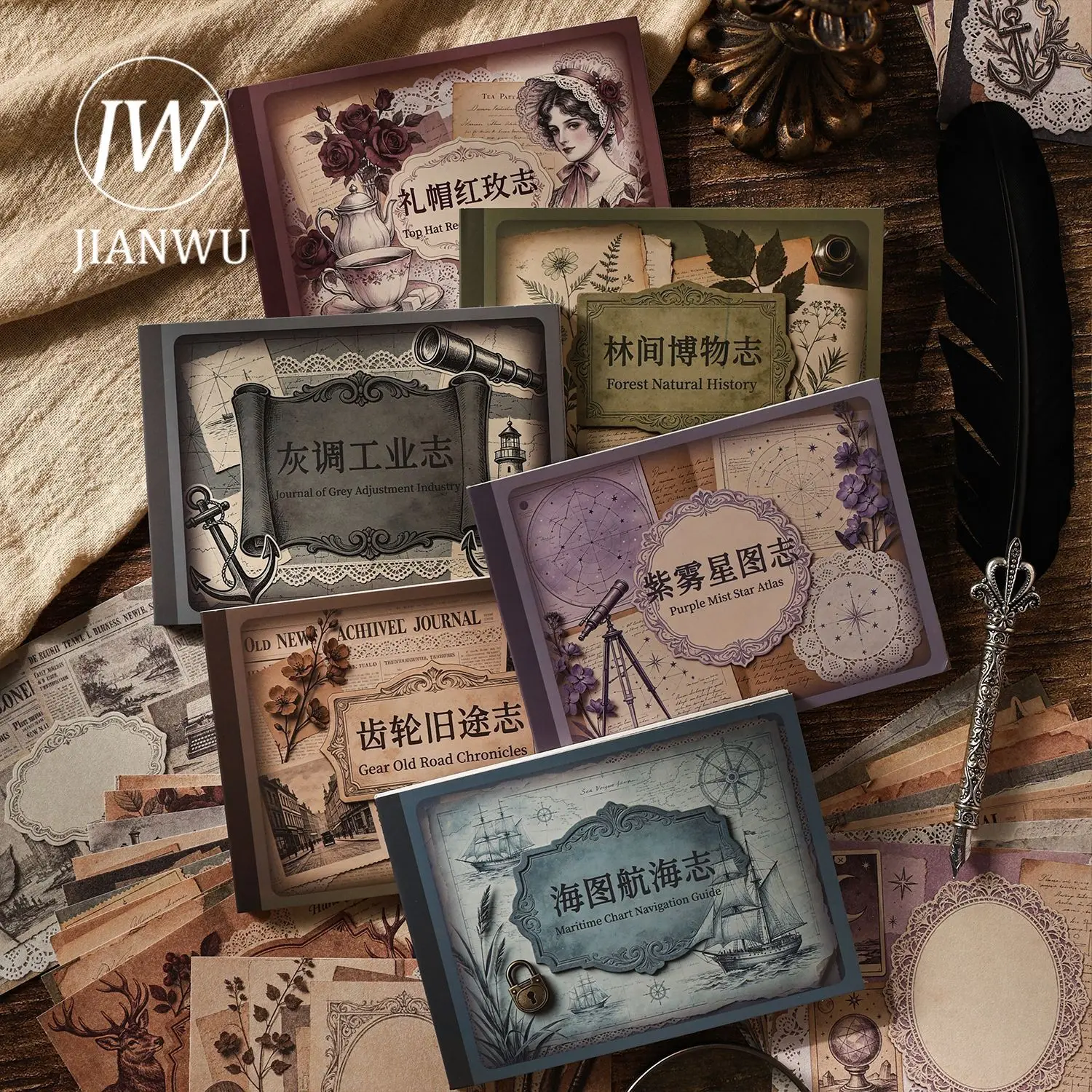 JIANWU Vintage Plant Flower Label Landscape Collage Scrapbooking Material Paper Creative DIY Junk Journal Stationery