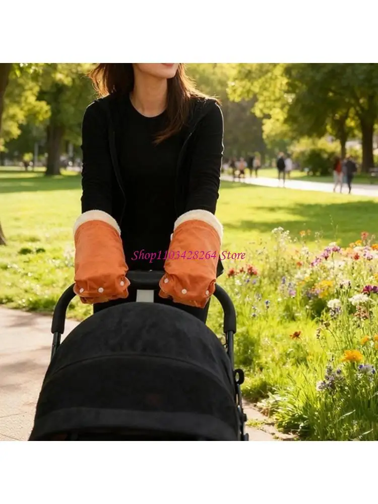1 pair Baby Strollers Warm Windproof Gloves PU Leather PU Fabric for Hands in Cold Weather Outdoor Activity