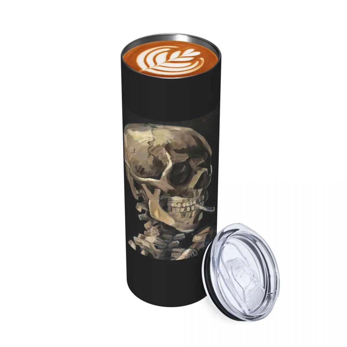 Vincent Van Gogh Skull With Smoking Dark Stainless Steel Tumbler Vacuum Insulated Mugs Thermal Cold Cups Straws With Lid 20oz