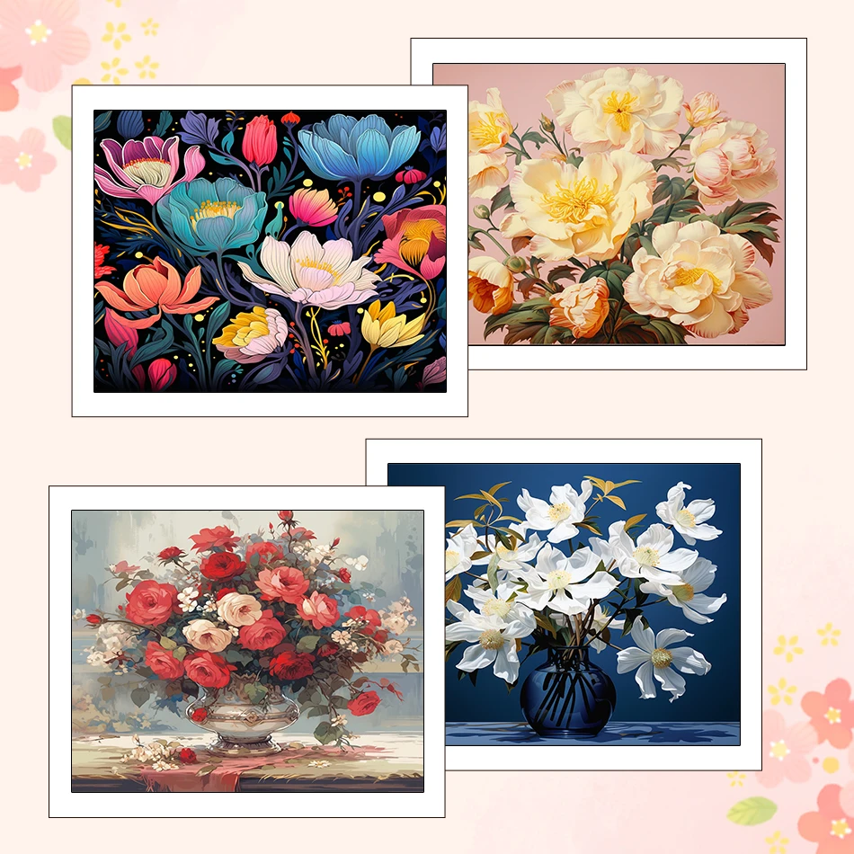 

RUOPOTY Paintings For Painting By Numbers For Beginner Flowers Adult Coloring 40X50cm Drawing Canvas Watercolor Home Decoration