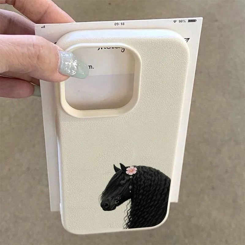 حافظة هاتف لهاتف آيفون 17 11 13 12 14 15 16 Pro Max XS X XR 16E 16 Plus 17 تتميز بالهواء مع غطاء تصميم الخيول والزهور #2