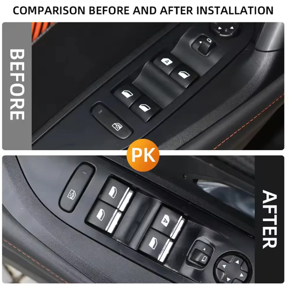 Car Window Lift Switch Button Sticker Sequin For Peugeot 208 301 508 607 2008 3008 4008 for Citroen C4 C5 Accessories